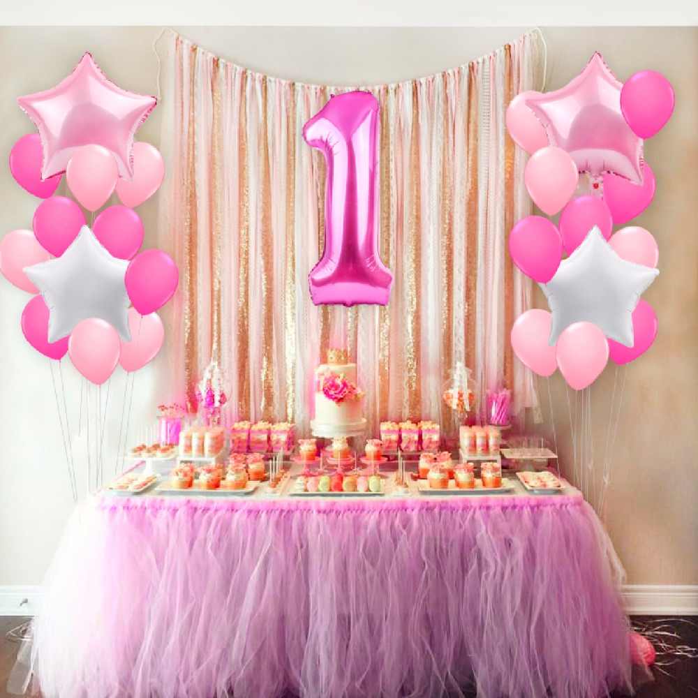 Pink theme for first birthday party of girl | Pink color theme decor ideas for Birthday Party | pink party decoration