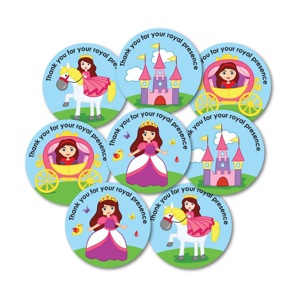 Princess Thank You Party Stickers