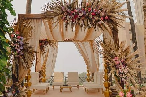 beige colour decoration for Indian wedding 