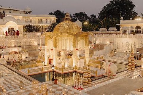 beige colour decoration for Indian wedding