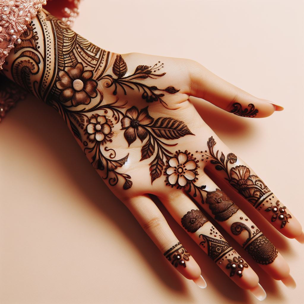 Floral Mehndi Designs for Raksha Bandhan